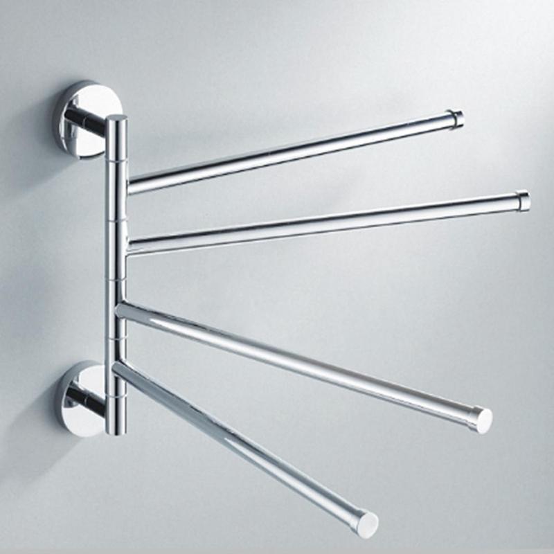 Bathroom Towel Rack Rotating Towel Holder Wall Mounted Towel Hanger Stainless Steel Swivel Rack 2/3/4 Bar Bathroom Shelf Rail