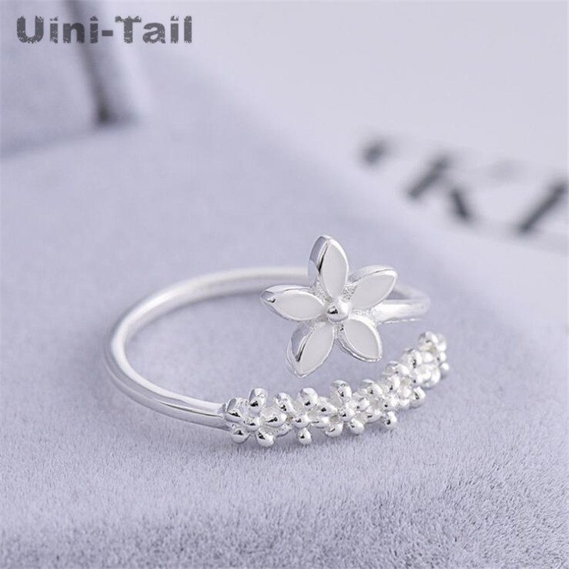 Uini-Tail hot new 925 sterling silver sweet plum blossom opening ring small fresh fashion trend cute high quality jewelry ED569