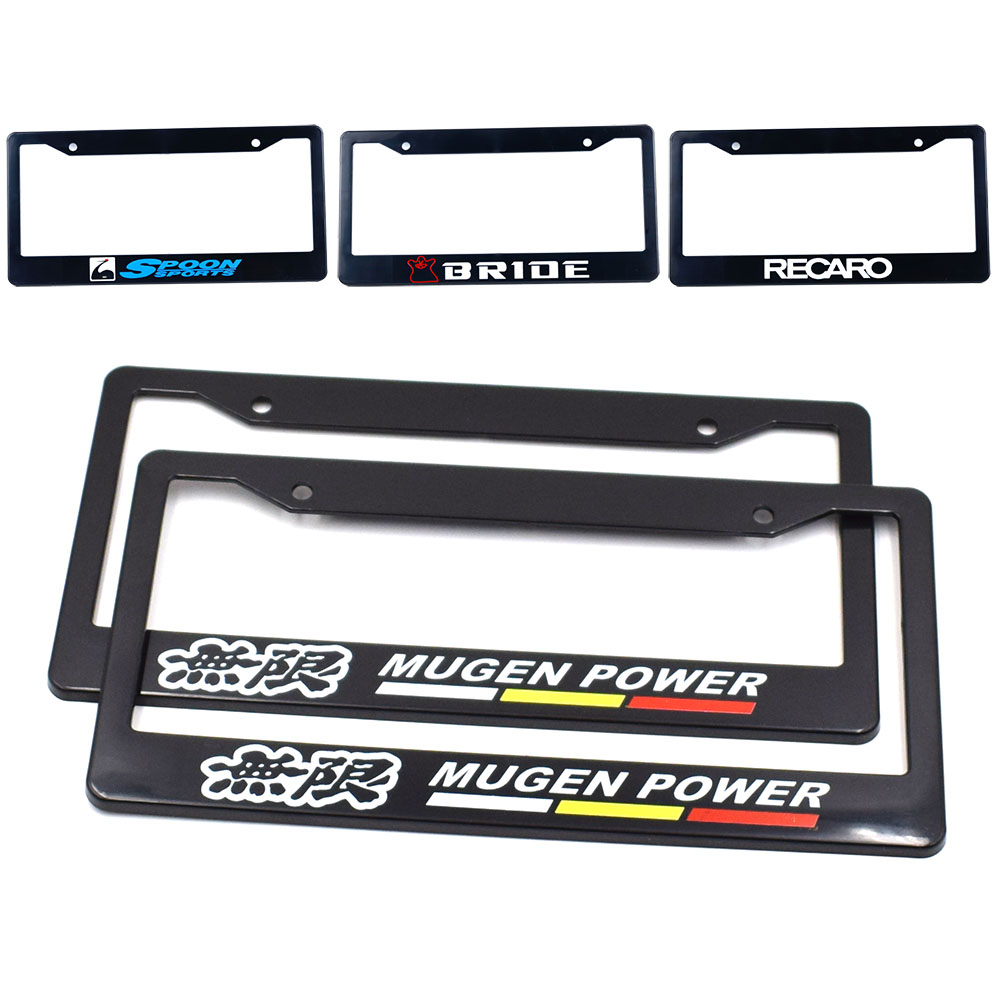 2X Black ABS Racing Car License Plate Frame Tag Cover Holder For USA Standard