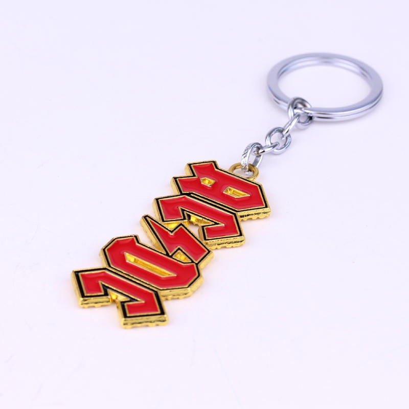 Newly Key Chain AC/DC Band Letter Carving Pendant Car Key Rings Home Decoration Keychain