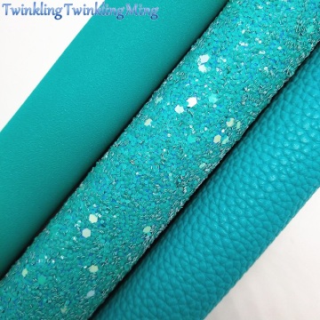 Mint Glitter Fabirc, Faux Leather Fabric, Litchi Synthetic Leather Fabric Sheets For Bow A4 8