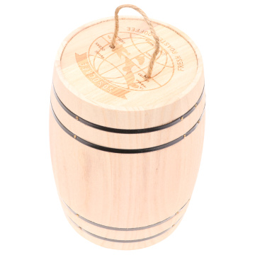 1pc Wooden Barrel Durable Versatile Wooden Cask Desk Organizer Pen Container Desktop Ornament For Coffee Bean Tea Small Objects