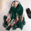 2020 designer brand floral print silk scarf summer women beach stoles big size pashmina female bandana foulard hijabs