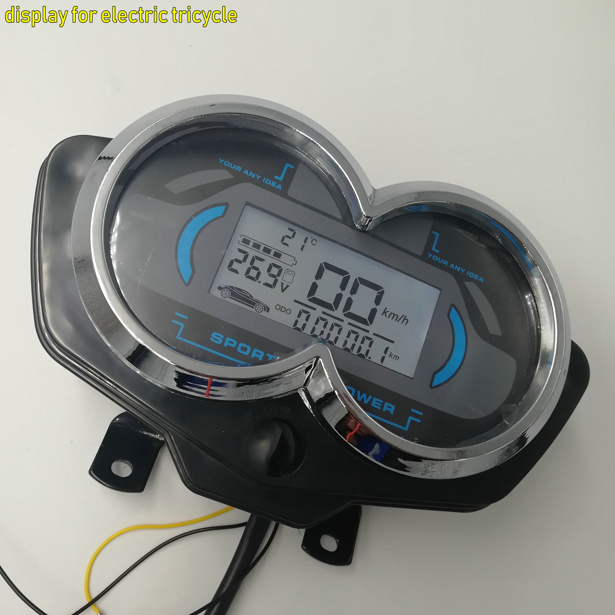 lcd display speedometer dashboard for electric scooter tricycle with shell 48v-96v white screen battery voltage light indicator