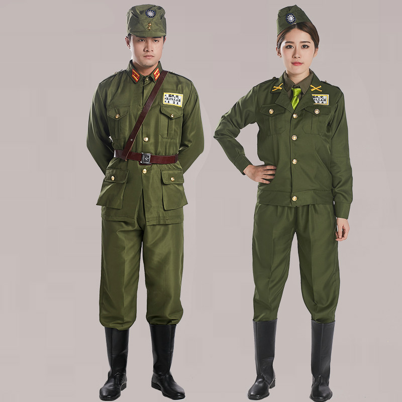 Ancient Republic of China Military Uniform Men Women Officers American Style Military Clothes Film TV Stage Costume Cosplay