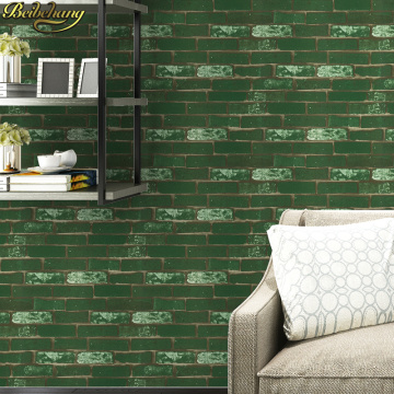 beibehang Antique retro green wallpaper 3d culture stone brick wallpapers for living room old bar 3d flooring wall paper roll