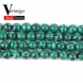 Synthesis Green Malachite Stone Beads For Needlework Jewelry Making Round Spacer Beads 4 6 8 10 12MM Diy Bracelet Necklace 15"