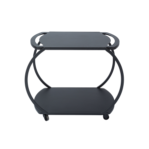 2-Tier Metal Oval Rolling Cart for Outdoor/Indoor