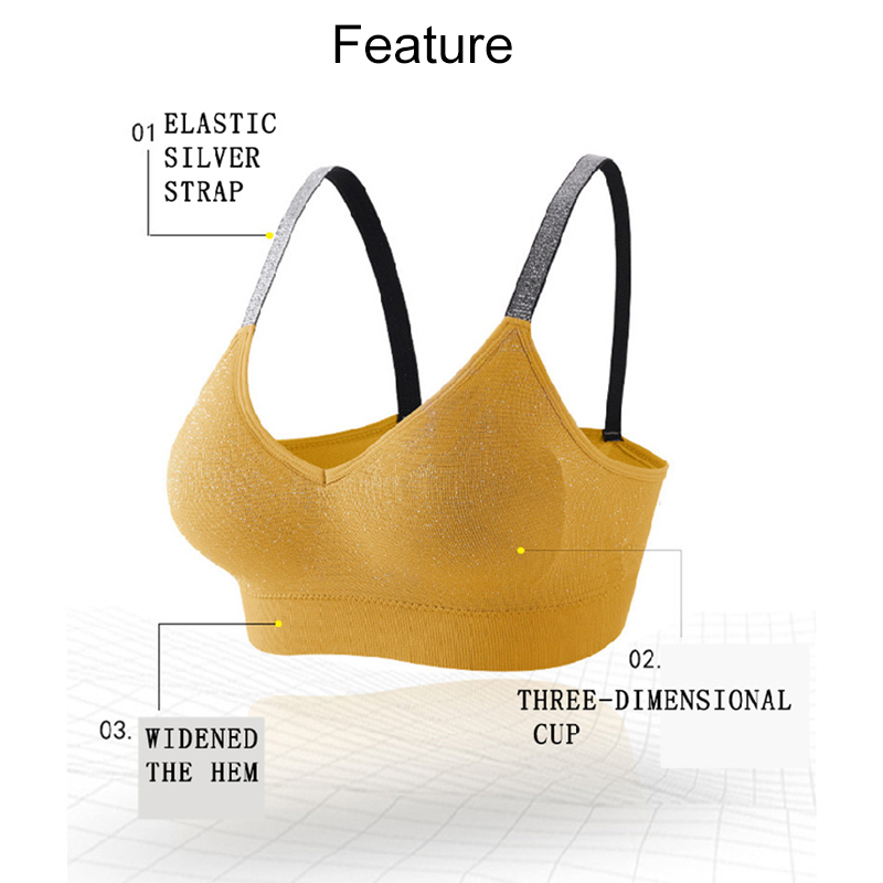 VEQKING Women Bling Strap Sport Bras Seamless Padded Fitness Workout Sport Bras Top Breathable Running Gym Crop Top Yoga Top