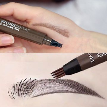 4 Points Eyebrows Pen 4D Hair-like Eyebrow Tattoo Pen Waterproof Fine Sketch Liquid Lazy 4D Imitation Ecological Eye Brow Pencil