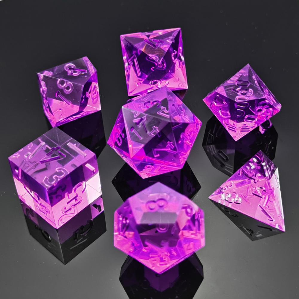 BESCON DICE Crystal Clear (Unpainted) Sharp Edge DND Dice Set of 7, Razor Edged Polyhedral D&D Dice Set for Role Playing Games