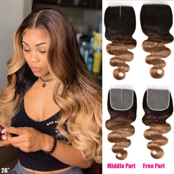 Ombre Brazilian Body Wave Closure 6x6 Transparent HD Lace Closure Free Middle Part Remy Top 1b/4/27/30 Human Hair Closure SAYME