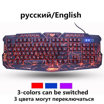 ZUOYA Gaming Keyboard Russian/English LED 3-Color M200 Breathing Backlit USB Wired Colorful Waterproof Game Keyboard