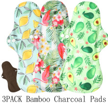 3pcs Extra Large Reusable Bamboo Charcoal Menstrual Pads Heavy Flow Sanitary Pads Washable Mama Sanitary Towel Pad Night Using