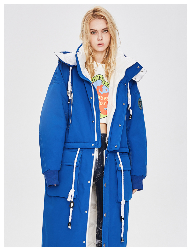 Contarst Color Long Parka Jacket