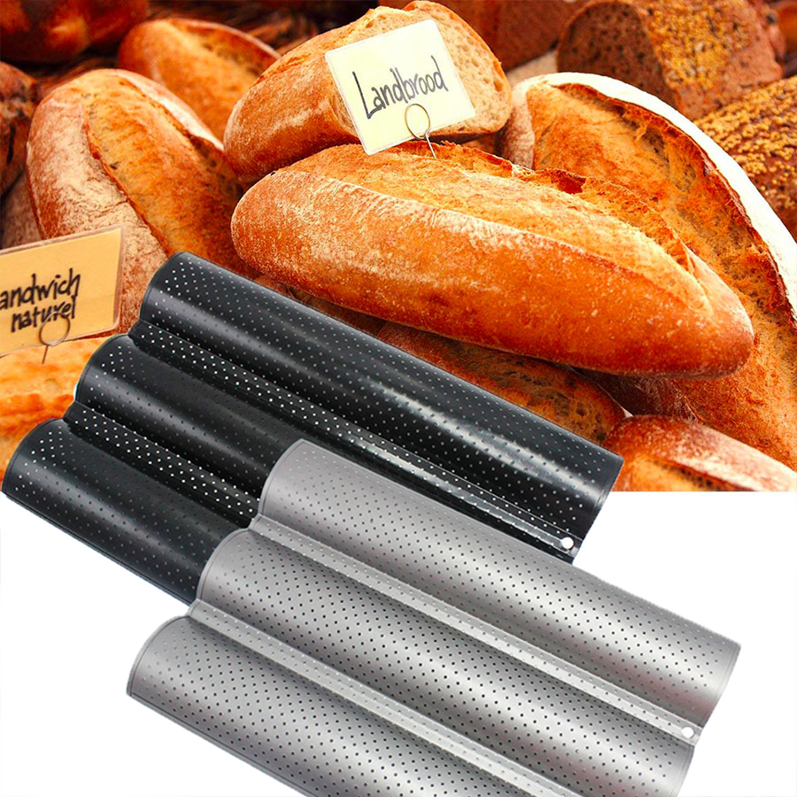 French Bread Baking Pan Nonstick Loaf Bake Mold Wave Baking Tray Practical Cake Baguette Pans Groove Baking Tools Toaster Pan