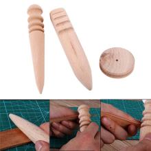 Multi-Size Wood Slicker Leather Leathercraft Solid Wood Round Burnishing Edge for Polished Edge Leather Craft Working Tool