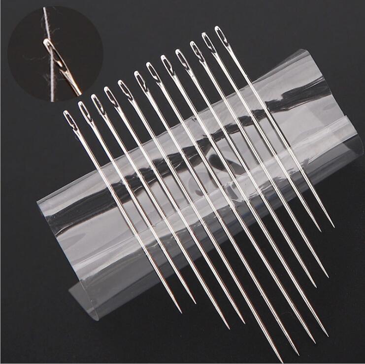 Self Threading Needles Home Household Tools Hand Sewing Needles 12pcs Set Easy Through The thread
