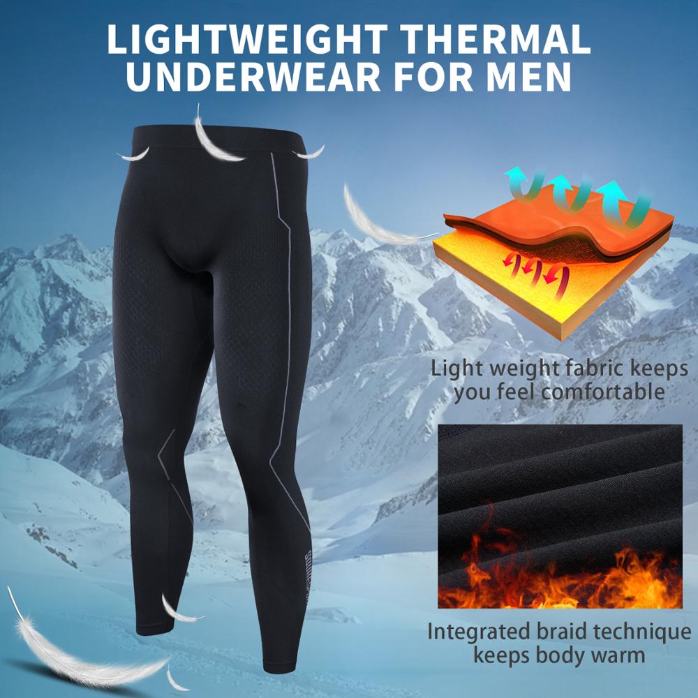 Souke Sports Thermal Underwear for Men Sport Base Layer for Male Compression Pants Tights Leggings for Skiing Running Jogging