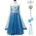 Baby Girls Dresses Princess Elsa Dress For Girls Anna Elsa 2 Costumes Cosplay Party Dress Hair Set Children Girls Clothing