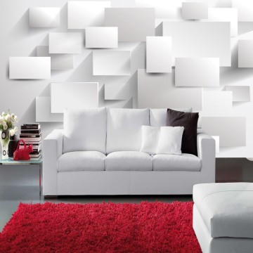 Beibehang Embossed Cubic Abstract Photo Wallpapers 3D Mural for Custom White Brick Background wall обои papel de parede фотообои