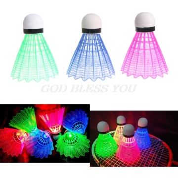 3pcs Dark Night LED Glowing Light Up Plastic Badminton Shuttlecocks Colorful Lighting Balls Indoor & Outdoor Sports
