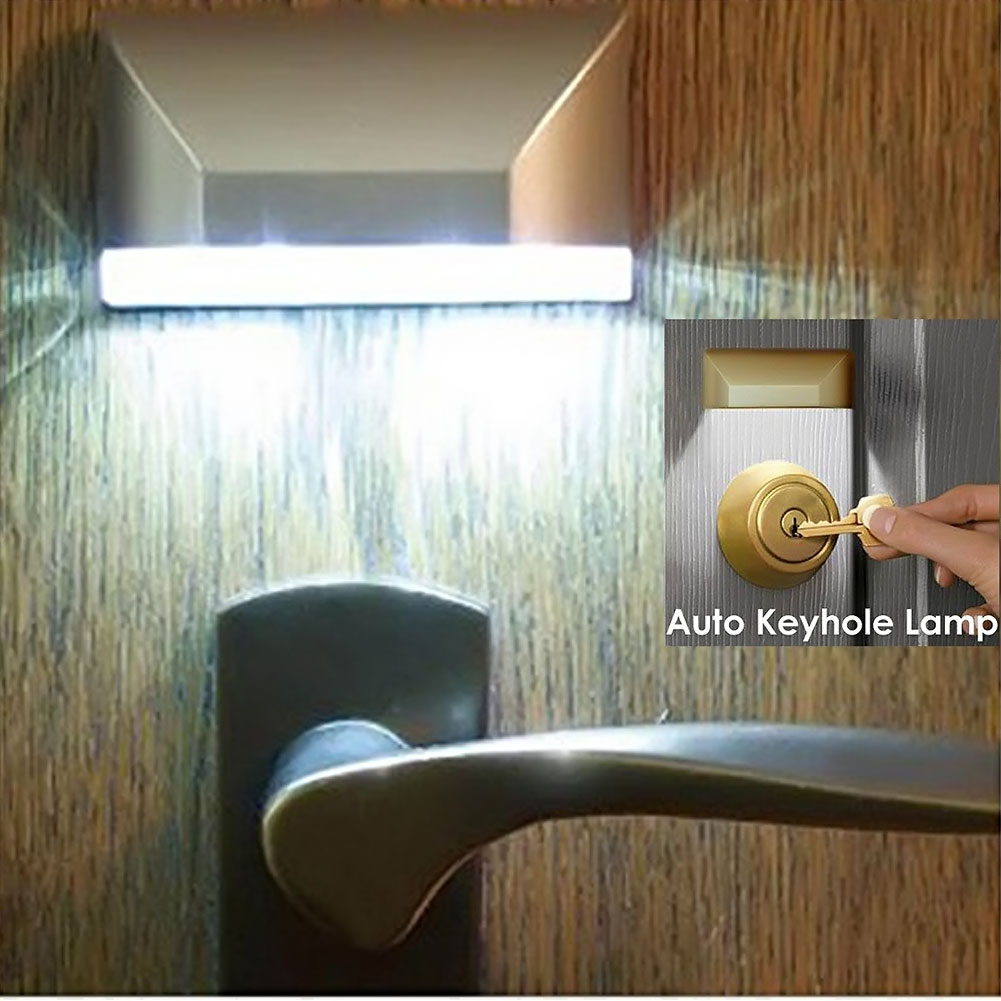 Auto PIR Door Lock Induction Lamp Door Keyhole IR Motion Sensor Heat Temperature Detector 4 LED Smart Night Light