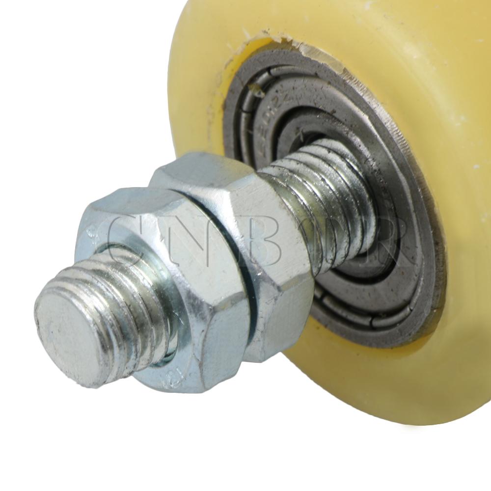CNBTR 2PCS 50x70mm Yellow Silver PP Steel Flat Roller Bearing Guiding Wheel 6201 M12 Screw for Electric Door Sliding Gate