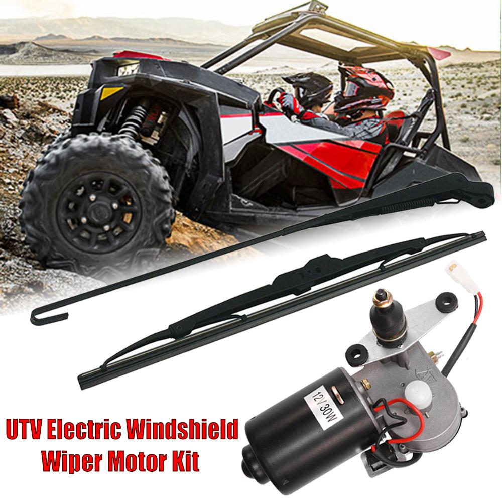 Universal 18" inches Flat Windshield Wiper Motor Kit UTV Electric Windshield Wiper Motor Kit Tank for Polaris For Ranger RZR 900