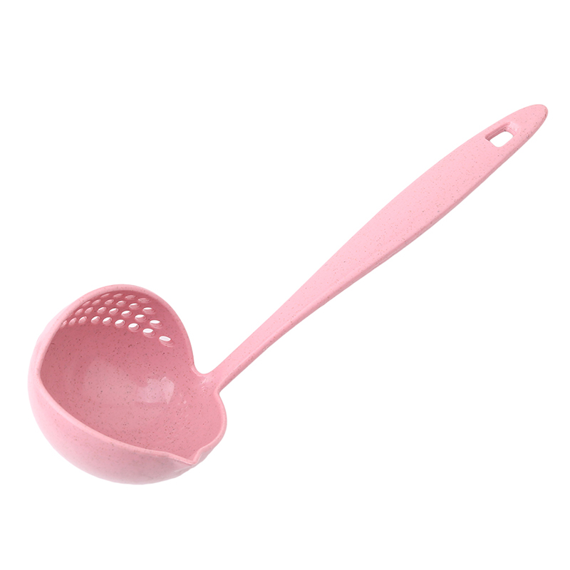 2 in 1 Creative Wheat Straw Soup Spoon Long Handle Lovely Porridge Spoons with Filter Dinnerware Kitchen Colander Tools YL899263