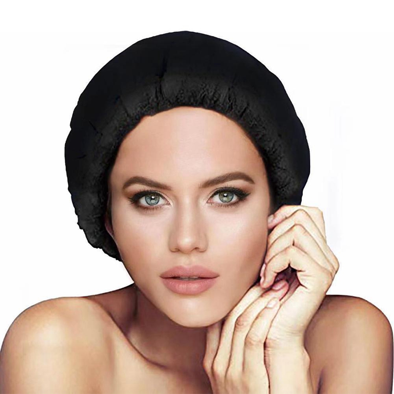 Deep Conditioning Heat Steam Cap Microwavable Micro-Hair Cap Hair Thermal Treatment Cap for Styling Tools Black