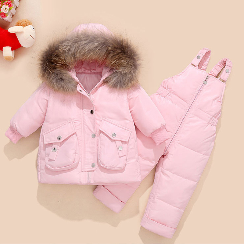 IYEAL New Children Winter Warm White Duck Down Jacket Coat Baby Girl Clothes Boys Overcoat Parka kids Ski Wear Snow Clothing Set
