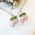 Sweet Fresh Cherry Heart Drop Earrings for Women Cute Fashion Drop Glaze Fruit Cherry Pendant Earrings Girl Female Gifts Jewelry