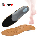 Sunvo Leather Orthotic Insoles for Flatfoot Arch Support Orthopedic Silicone Massage Shoe Pad Men Women Foot Care Cushion Insole