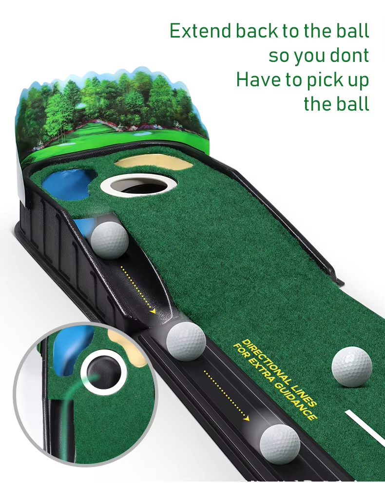 Golf Putting Mat 3 Hole Portable Indoor Outdoor Eco-Friendly Dual Color Realistic Green Practice Surface Lightweight Travel Golf3