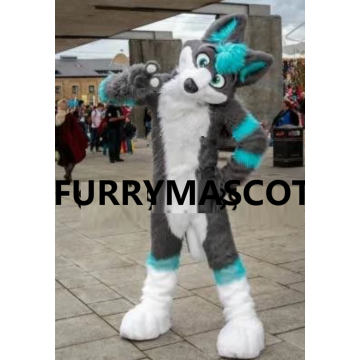 Long-Haired Wood Gray Wolf Husky Mascot Costume Suits Cosplay Animal Party Fancy Dress Advertising Parade Halloween Fursuit 2020