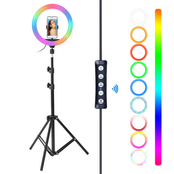 10Inch RGB LED Selfie Ring Fill Light with Tripod Stand Photography Dimmable Ring Lamp for TikTok Youtube Makeup Video Lights