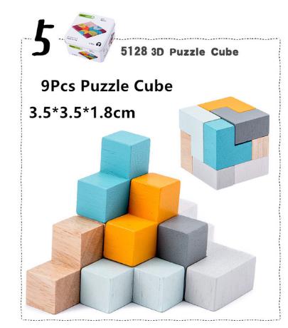 Dropshipping Montessori Mosaic Cube Counting Sticks Wooden Toys For Kids Building Blocks Iron Box Cactus Set Educational Gift