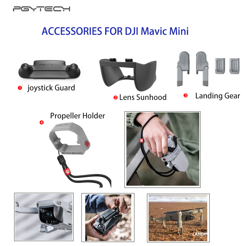 PGYTECH DJI Mavic Mini Lens Hood Cover Landing Gear Extension Control Rocker Propeller Holder For Mavic Mini Drone Accessories