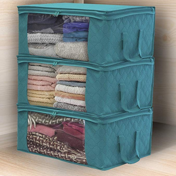 Non Woven Fabric Storage Box Folding Dirty Clothes Collecting Case Moisture-proof Quilt Storage Organizer With Zipper Handles