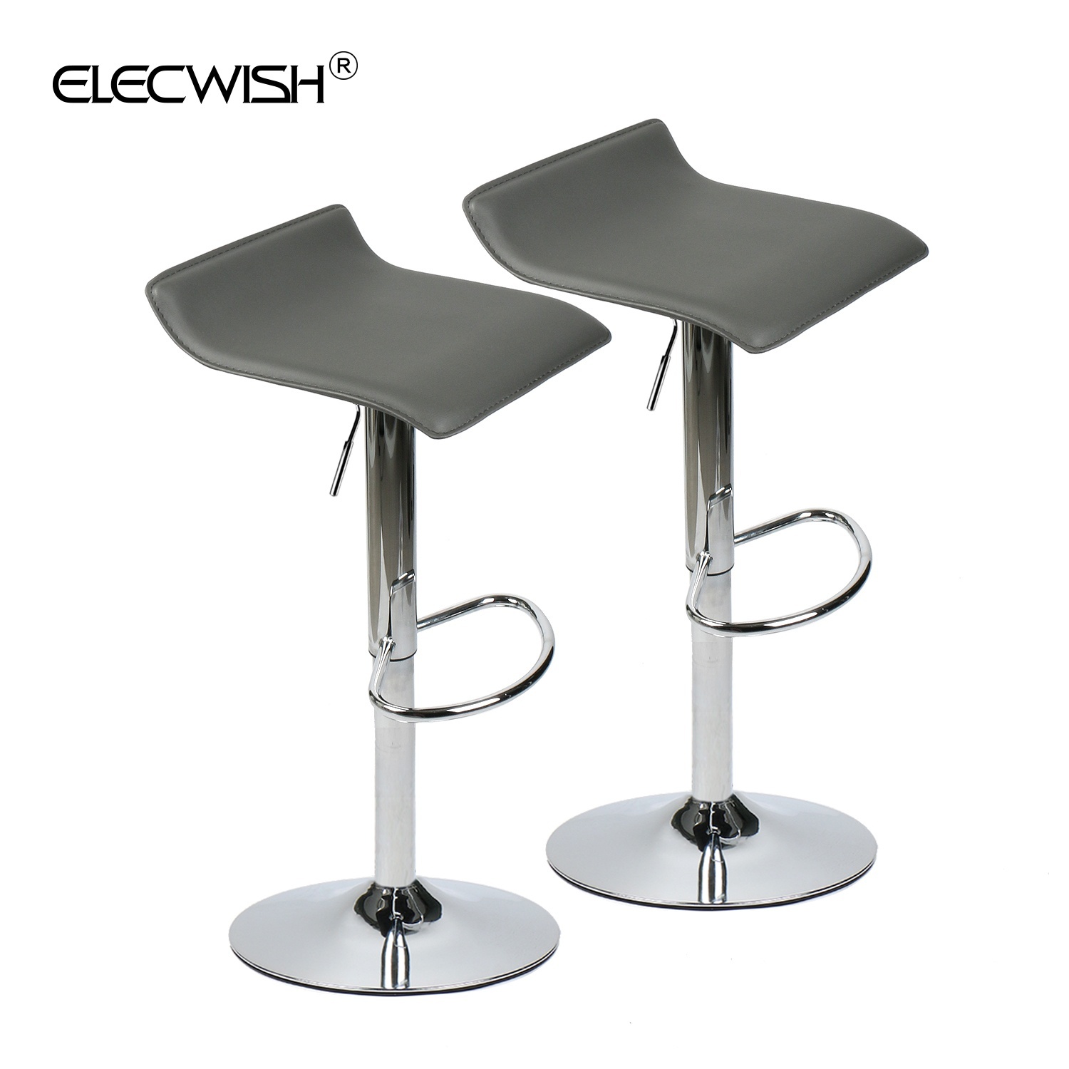 Adjustable Bar Stool PU Leather Swivel Seat Pub Table Set Kitchen Counter Chair