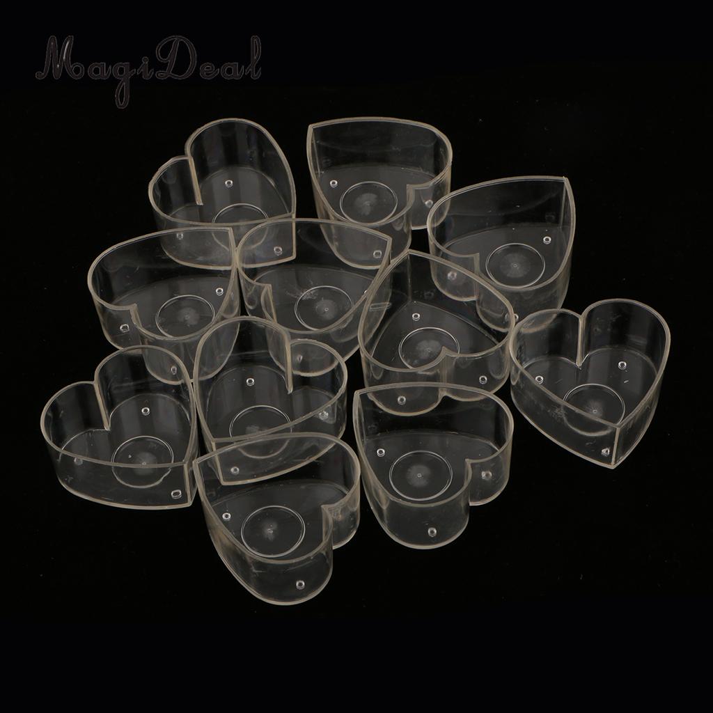 MagiDeal 10x Clear Plastic Tealight Cups Love Heart Candle Mold Wax Containers Making Mould Handmade Craft Mold