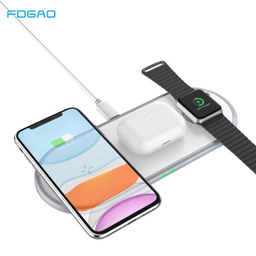 FDGAO 3 in 1 Qi Wireless Charger Pad for iPhone 11 X XS XR 8 Apple Watch 6 5 4 3 2 Airpods Pro Fast Charging Dock Station Stand