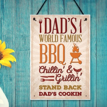 Meijiafei Dad's BBQ Barbeque Hanging Shed SummerHouse Sign Garden Plaque Birthday Sign For Him 8.3