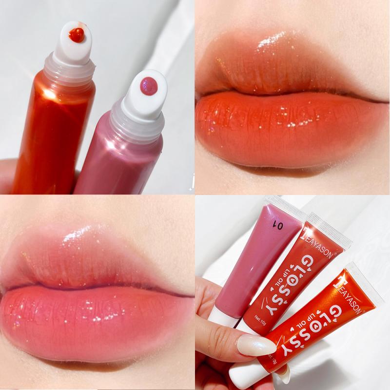 1pc Glossy Lip Plumping Liquid Lip Gloss Moisturizing Lip Gloss Gloss Plump Makeup Nutrition Liquid Lipstick Non-Sticky TSLM1