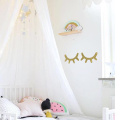 New 2Pc Nordic Style Cute Wooden Eyelashes Wall Sticker DIY Kids Bedroom Living Room Decal Wall Sticker Decoration hot sale