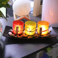 European LED Lamp Candle Lantern Holders Glass Suit Candlestick Cup Decorative Ornament Handicraft Mumluk Centerpieces