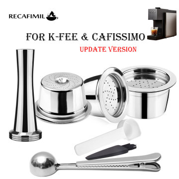 Recafimil Coffee Capsule Reusable for Tchibo cafissimo & K-fee Twins II Machine Refill Pod Coffee Cup Spoon with Clip