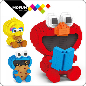 BOYU Kawaii cartoon Sesame Street Elmo COOKIE MONSTER girl plastic building blocks action figures kids educational toy DIY gift