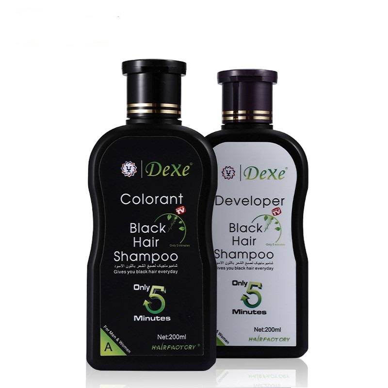 Hair Loss Products Economic Set Black Hair Shampoo Only 5 Minutes Hair Color hair care 200mlX2